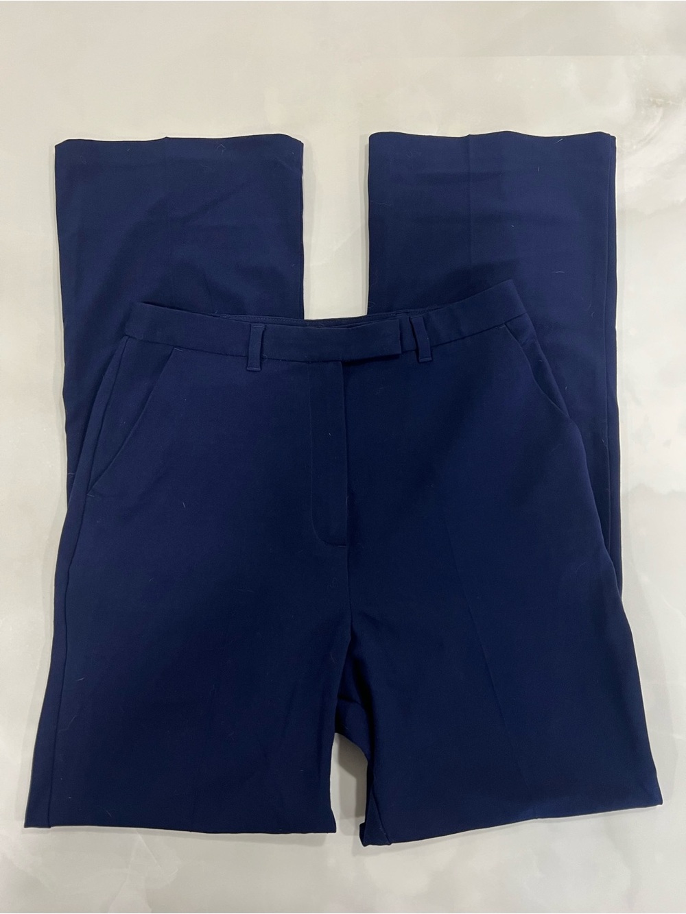 Navy Straight-Leg Trousers
